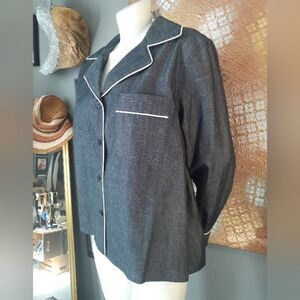 Nwot Zara 100% Cotton Dark Wash Denim Button Down Shirt